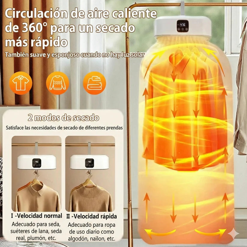 Secadora Portátil con Luz UV - Secado Rápido, Silencioso y Plegable