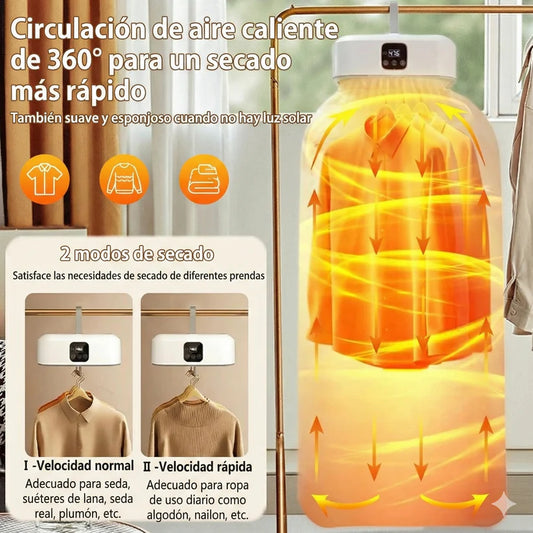 Secadora Portátil con Luz UV - Secado Rápido, Silencioso y Plegable